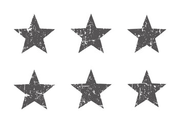 Obraz premium Six distressed dark gray five pointed stars arranged in two rows