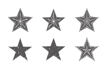 Obraz premium Six distressed grey five pointed stars arranged in two rows grunge texture