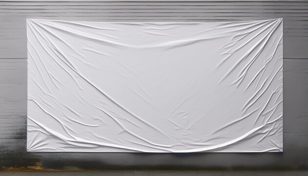 creased clear mockup glued sticker advertising 3d propaganda adhesive textured affiche wall art blank mock empty white canvas street rendering poster wheatpaste urban
