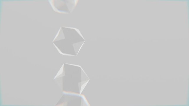looping 3d geometric icospheres on solid colour background, abstract 3d looping background wallpaper