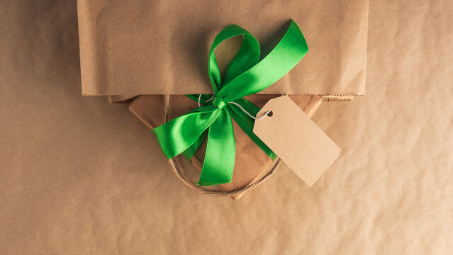 Father's Day creating gift with blue ribbon and tag