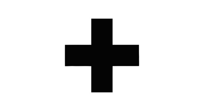 Vector illustration of black plus sign on a transparent background