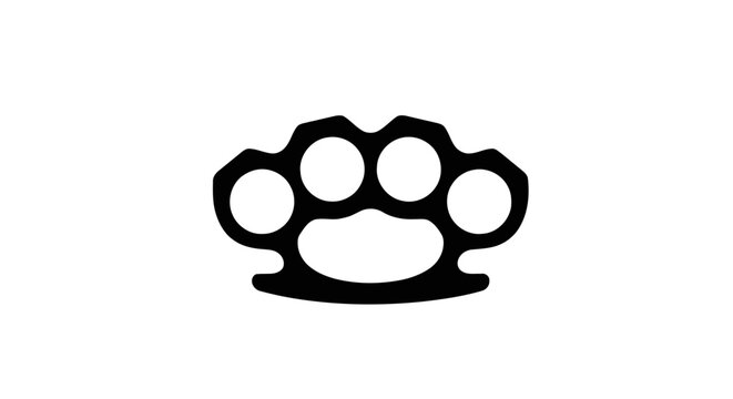 Vector illustration of brass knuckles silhouette icon on a transparent background