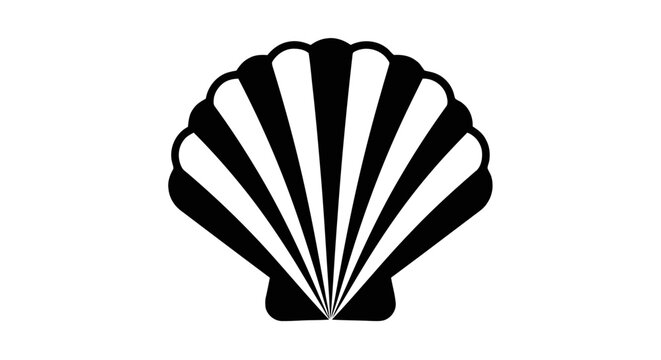 Vector illustration of black and white scallop shell icon vector illustration on a transparent background