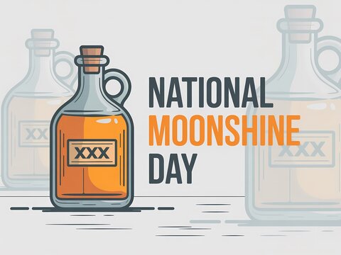 National moonshine day illustration with glass jug of alcohol