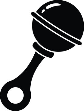 Black silhouette icon of a baby rattle toy for newborn infants and toddlers