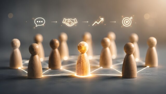Successful team management and corporate goal alignment concept