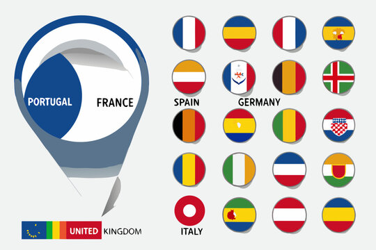 Collection Of European Union Member State Flags Vector Illustration