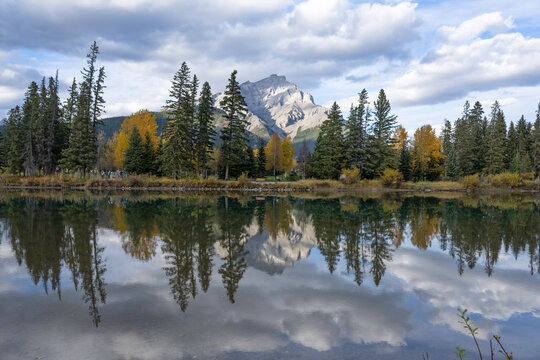 Mount Rundle Reflection at Vermilion Lakes, Banff National Park