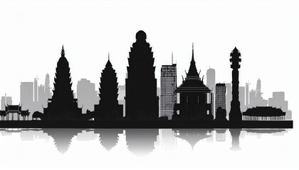 Naklejka premium bangkok skyline silhouette on white background