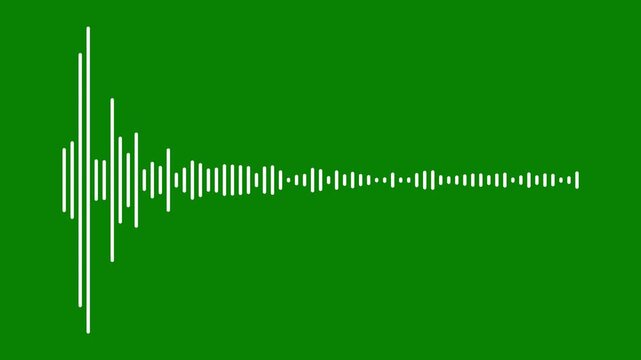 White audio wave visualizer, frequency spectrum animation, digital sound signal motion, music equalizer waveform, voice frequency analyzer, green screen overlay background, 4k footage.