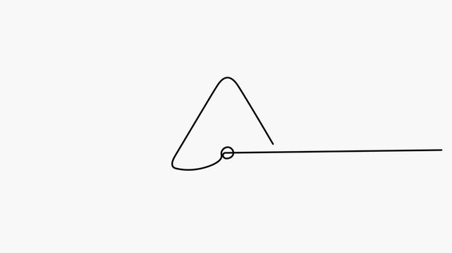 Minimalist danger sign drawn in a single continuous line style with an exclamation mark, isolated vector concept icon on a white background.