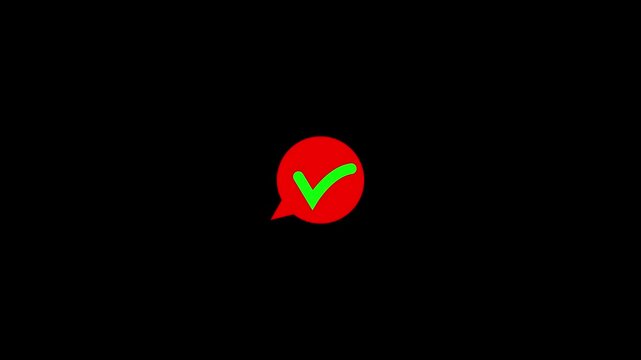 check mark inside speech bubble icon isolated on black background