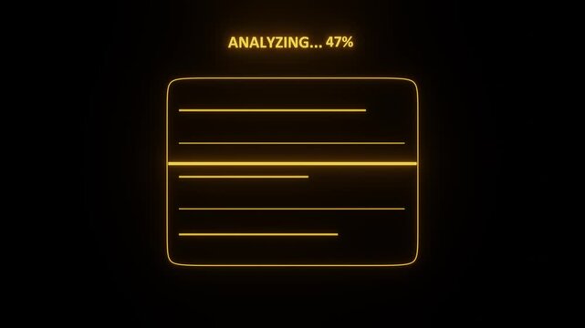 Futuristic document scanner with percentage counter on transparent background