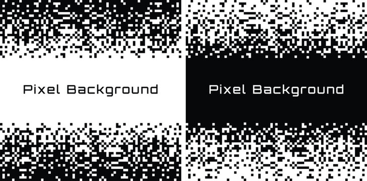 Pixel Gradient Background. Pixels Fade Texture. Technology Frame. Vector Set.