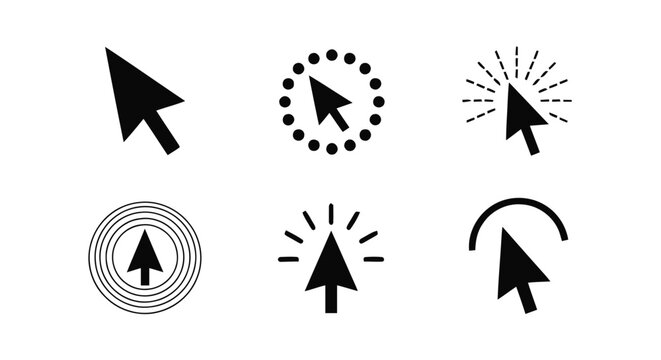 Vector illustration of computer mouse cursor icons on a transparent background