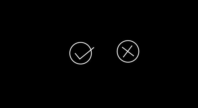 Minimalist white checkmark and circle icon on black background an inside a circular outline positioned next