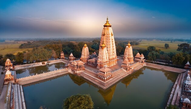 madan mohan temple in vrindavan idnia aerial drone view
