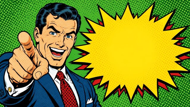 Excited Businessman Retro Comic Style Success Thumbnail