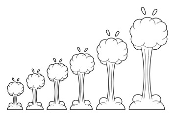 Cartoon explosion sequence showing increasing size and intensity © Monoyar