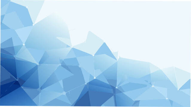 Blue geometric pattern with fragmented polygonal shapes against a gradient white background abstract light blue faceted angular triangles polyhedron design texture modern