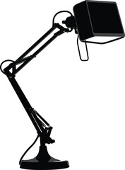 Naklejka premium Black silhouette of a desk lamp on a white background in studio lighting conditions