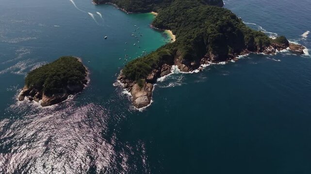 Aerial View of Ilha das Couves Island in Ubatuba Brazil