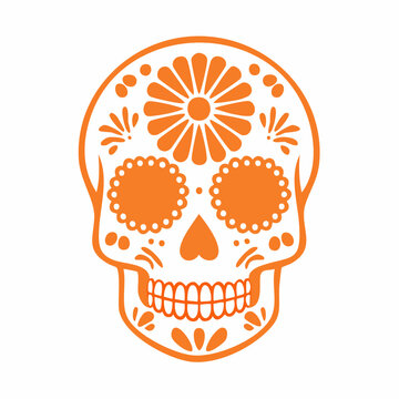 Orange Sugar Skull Illustration