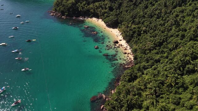 Aerial View of Ilha das Couves Island in Ubatuba Brazil