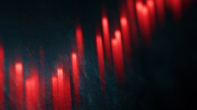 dark stock market background with aggressive red crash candles, economic downturn mood, copy space