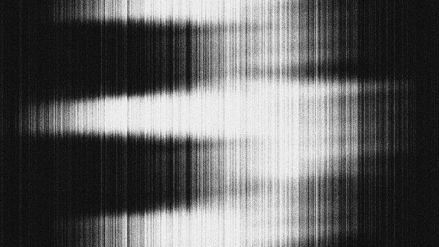 Black and white glitch texture background with vertical lines and analog static noise