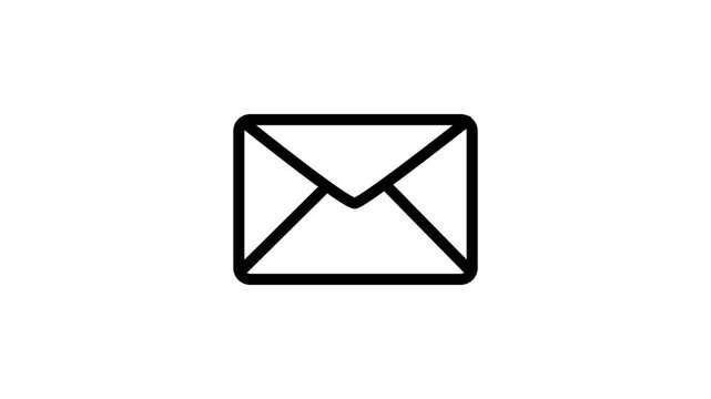 Envelope Icon Progressing From Open To Closed Black And White Vector Illustration