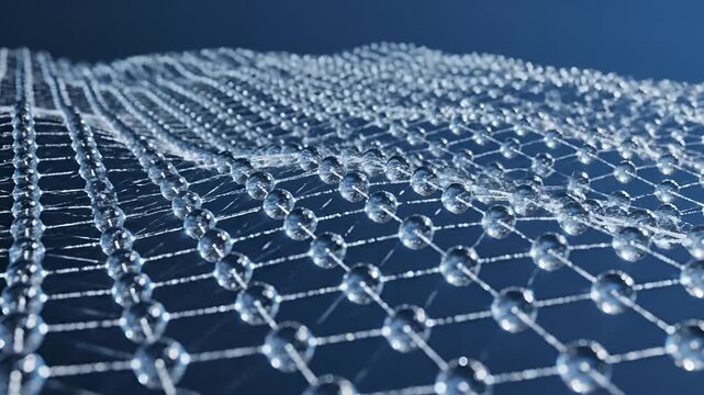 Abstract molecular structure of graphene lattice with hexagonal pattern.