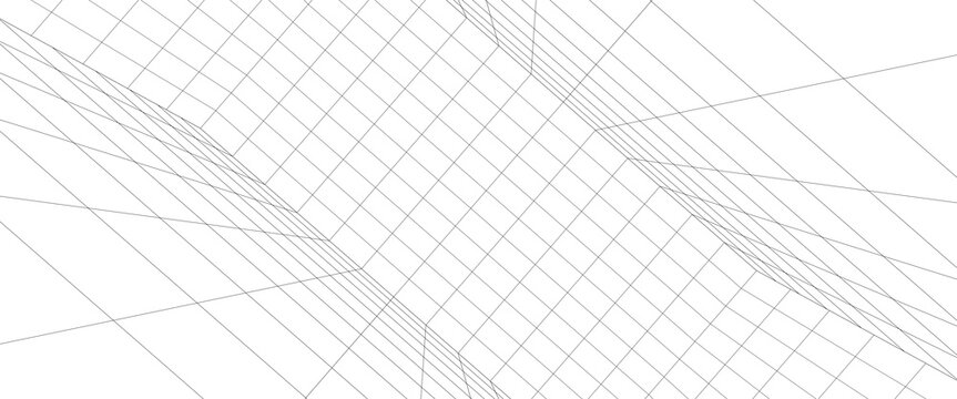 Empty futuristic digital box room white background with black grid space line color surface. Network cyber technology. banner, cover, terrain, sci-fi, wireframe, and related to background.