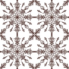 Fototapeta premium Vintage brown floral lace ceramic tile seamless pattern