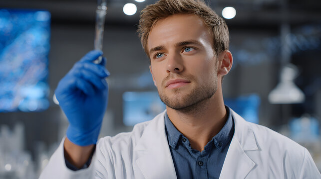 Scientist Analyzing Medical Data in Laboratory