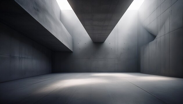 geometric concrete interior with dramatic light