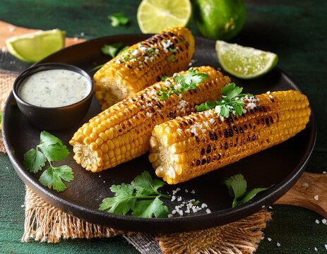 grilled corn on the cob with creamy cilantro lime sauce recipe