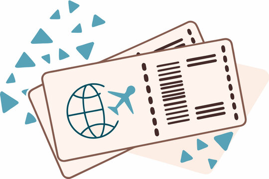 Boarding Passes With Globe Illustration Flat Vector Graphic