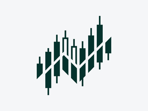 Green stock market chart with candlestick pattern vector graphic