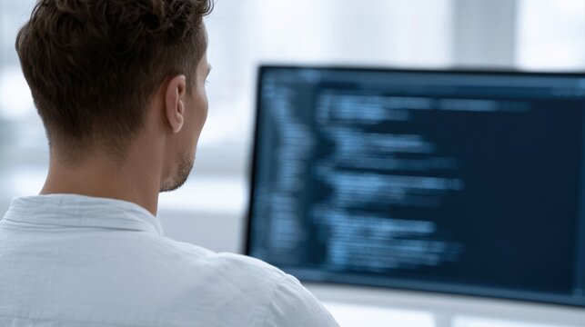 Programmer coding with AI assistant interface, software development, automation workflow, technology innovation