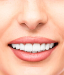 Fototapeta premium Detailed portrait of a smiling human mouth
