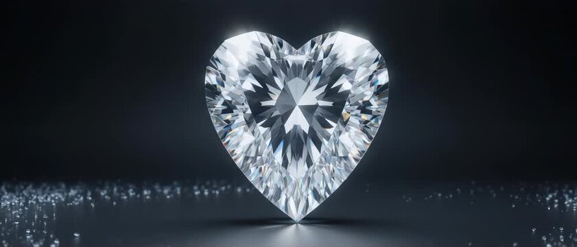 Surreal Shattered Diamond Heart Slowly Fracturing and Reassembling