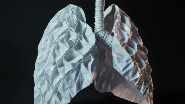 Conceptual Breathing Lungs Crafted from Intricate Origami Paper