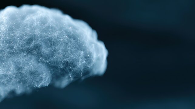 Artificial intelligence cloud computing concept, neural network visualization, secure data processing