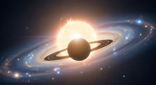 Abstract digital representation of cosmic energy and light.