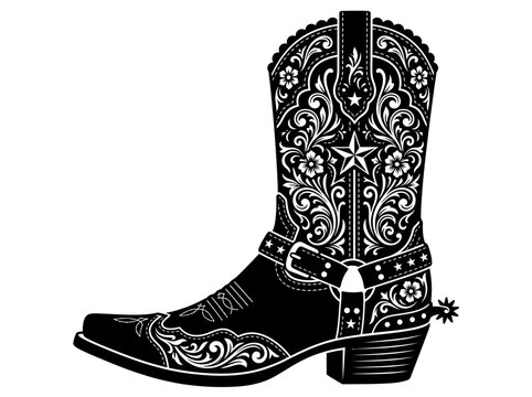 cowboy boot with intricate floral design western