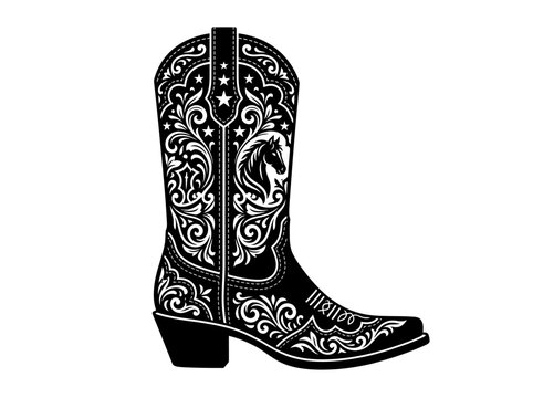 cowboy boot with intricate floral design western