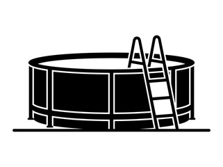 Fototapeta premium above ground pool silhouette above ground pool swimming pool ladder