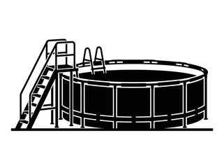 Fototapeta premium above ground pool silhouette on white background
